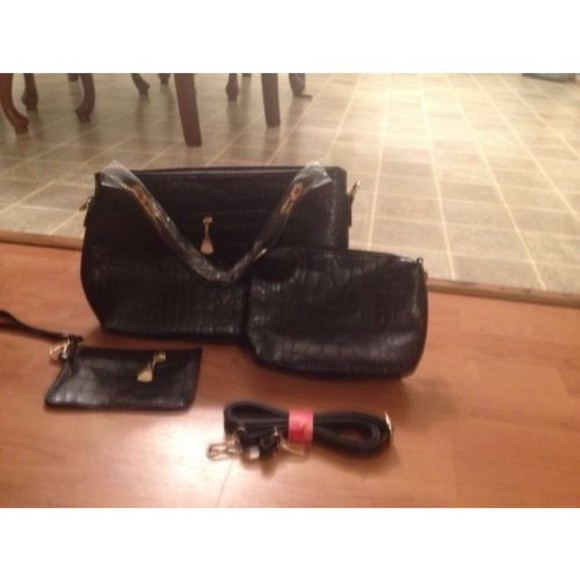 Women's 4 Pc Purse Set Faux Crocodile Leather Crossbody Handbag Shoul… - Picture 1 of 5